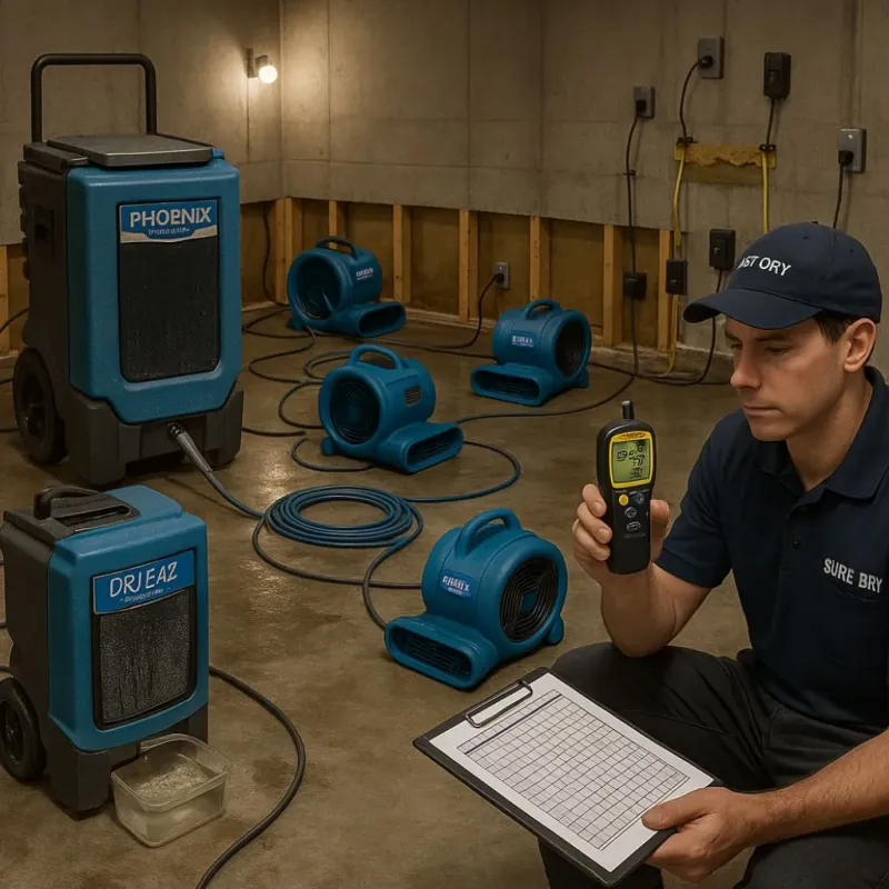 Structural Drying and Dehumidification process in Hollywood, SC